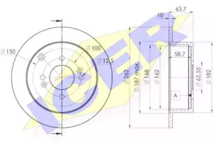Диск гальмівний (задній) Hyundai Accent/Getz 05-10/i10/i20 08-/Kia Rio 05- (262x10) (з покр.)(повний) ICER 78BD5102-2
