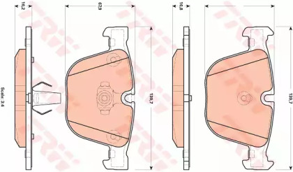 Комплект гальмівних колодок с 4 шт. дисків TRW GDB1892