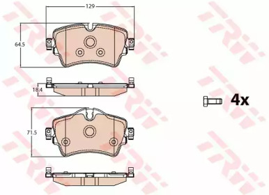 Комплект гальмівних колодок з 4 шт. дисків TRW GDB2087