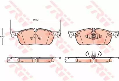 Комплект гальмівних колодок с 4 шт. дисків TRW GDB2100
