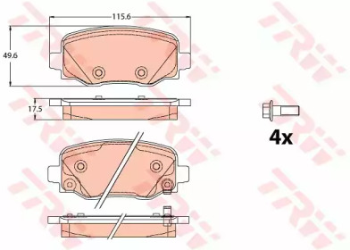 Комплект гальмівних колодок з 4 шт. дисків TRW GDB2116