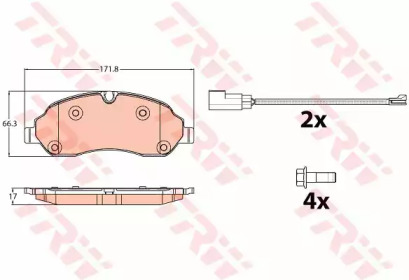 Комплект гальмівних колодок з 4 шт. дисків TRW GDB2117