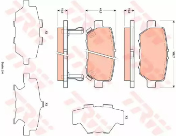 Комплект гальмівних колодок с 4 шт. дисків TRW GDB3512