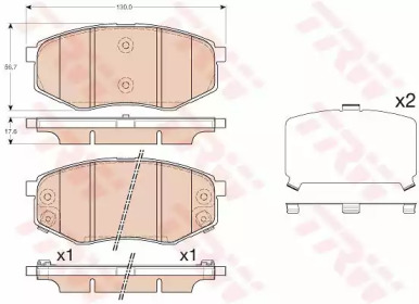 Комплект гальмівних колодок с 4 шт. дисків TRW GDB3553