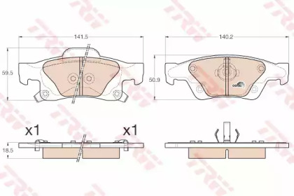 Комплект гальмівних колодок с 4 шт. дисків TRW GDB4448