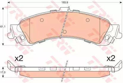 Комплект гальмівних колодок с 4 шт. дисків TRW GDB4454
