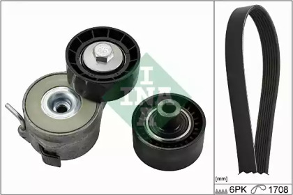 Комплект ременя генератора Citroen Berlingo/Peugeot Expert/Partner 1.6 HDi05- (6PK1708) INA 529 0046 10