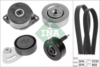 Комплект ременя генератора Land Rover Freelander 2.0 Td4 4x4 00-06 (5PK875/5PK2030) INA 529 0253 10