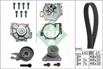 Комплект ГРМ + помпа INA 530 0467 30