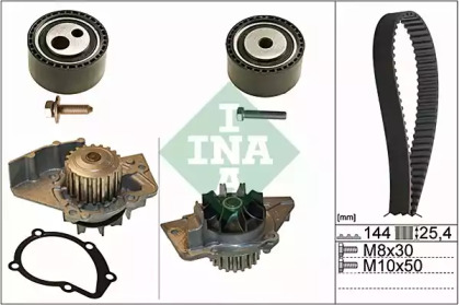 Комплект ГРМ + помпа Citroen Jumpy 2.0HDi (144x25.4) помпа 538 0008 10 INA 530 0474 30