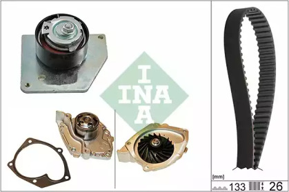 Комплект ГРМ + помпа Renault Megane/Scenic/Grand Scenic 1.9 dCi 09- (133x26) INA 530 0579 30