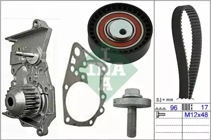 Комплект ГРМ + помпа Renault Kangoo 1.6 07-, K7M 750, 64kw INA 530 0604 30
