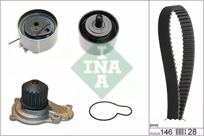 Комплект ГРМ + помпа Jeep Wrangler/Cherokee 2.4 01- INA 530 0641 30