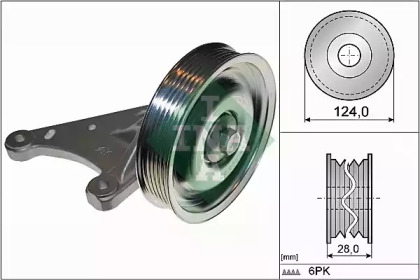 Ролик генератора Citroen Berlingo/Peugeot Partner 1.6 HDi 10- (паразитний) (124x28) INA 532 0773 10