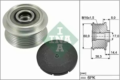 Шків генератора Toyota Yaris 1.0 10- (6PK) INA 535 0289 10
