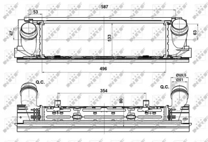 Радіатор інтеркулера BMW 3 (F30/F80/F34/F31)/4 (F33/F83/F32/F82/F36) 1.5D-2.0D N13/N20/N47 11- NRF 30482 — фото 3