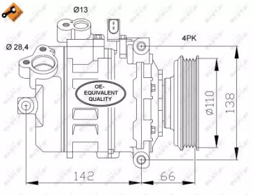 Компресор кондиціонера Audi A4/A6 1.9TDI 00-05 NRF 32106 — фото 5