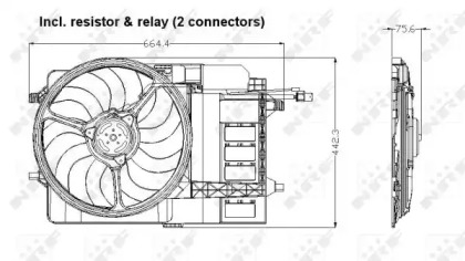 Вентилятор радіатора Mini Cooper/One 1.6 01-06 (з дифузором) NRF 47302 — фото 2