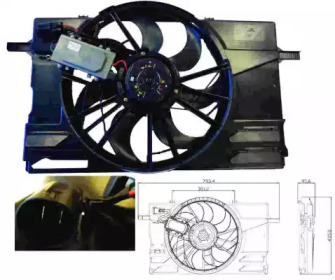 Вентилятор радіатора Volvo C30/C70/S40/V50 2.4/2.5 04-12 (з дифузором) NRF 47412