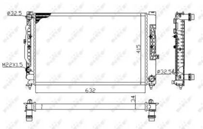 Радіатор охолодження VW Passat/Audi A4/A6/Skoda Superb 95-08 (Економ-клас) NRF 539504A