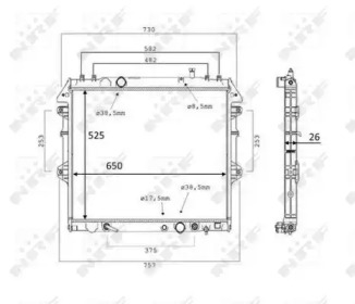 Радіатор охолодження Toyota Hilux 3.0 D-4D 4WD 05-15 (АКПП) NRF 58534