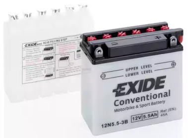 Акумулятор мото EXIDE 12V/5,5Ah/45A 12N5,5-3B