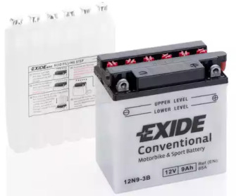 Акумуляторна батарея 9Ah/85A (135x75x139/+R/B0) (мото) (сухозаряджений) EXIDE 12N9-3B