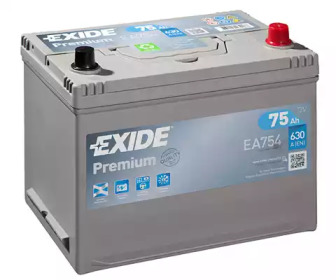 Акумулятор Exide Premium (270×173×222), 75Ач, 630А, R+ EA754