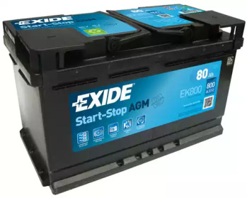 Акумулятор Exide START-STOP AGM (315×175×190), 80Ач, 800А, R+ EK800