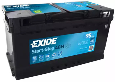 Акумулятор Exide Start-Stop AGM (353×175×190), 95Ач, 850А, R+ EK950
