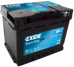 Аккумулятор Exide Start-Stop EFB (242×175×190), 60Ач, 640А, R+ EL600