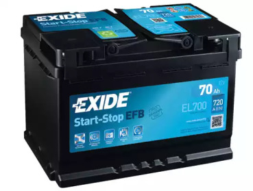 Аккумулятор Exide Start-Stop EFB (278×175×190), 70Ач, 720А, R+ EL700