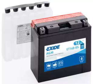 Аккумулятор мото EXIDE AGM 12V/12Ah/190 (150x70x145) ET14B-BS