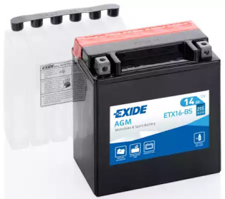 Аккумулятор мото EXIDE AGM 12V/14Ah/215 (150x90x160) ETX16-BS