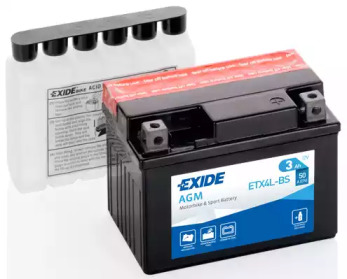 Аккумулятор мото EXIDE AGM 12V/3Ah/50 (115x70x85) ETX4L-BS