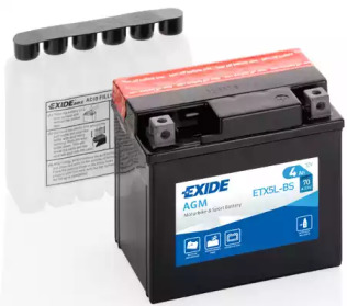 Акумулятор мото EXIDE AGM 12V/4Ah/70 (115x70x105) ETX5L-BS