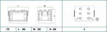 Акумуляторна батарея 145Ah/1000A (360x253x240/+R/B00) StartPro EXIDE EG145A — фото 2