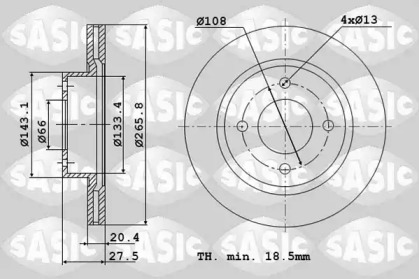 Комплект дисків гальмівних з 2 шт. SASIC 2464974J