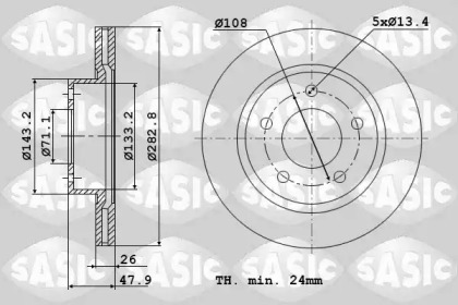 Комплект дисків гальмівних з 2 шт. SASIC 2464P74J