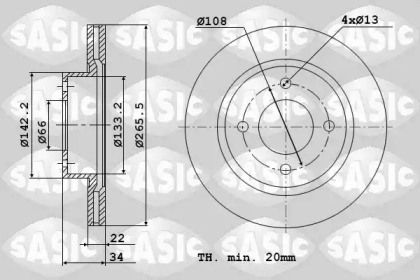 Комплект дисків гальмівних с 2 шт. SASIC 2464W14J