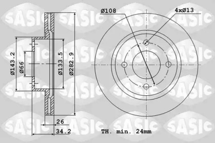 Комплект дисків гальмівних с 2 шт. SASIC 2464W24J