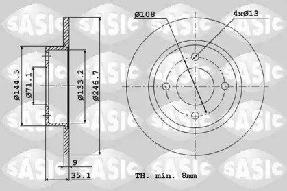 Комплект дисків гальмівних з 2 шт. SASIC 2464W94J