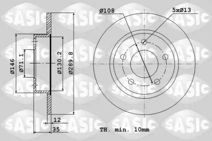 Комплект дисків гальмівних з 2 шт. SASIC 6100001