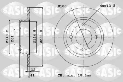 Комплект дисків гальмівних з 2 шт. SASIC 6104001