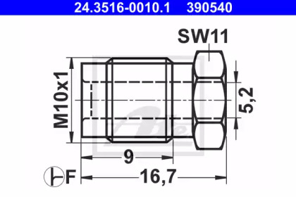 З'єднувач трубки гальмівний (M10x1/11x16.7/d=5.0) ATE 24.3516-0010.1