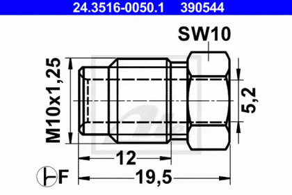З'єднувач трубки гальмівний (M10x1.25/10x19.5/d=5.2) ATE 24.3516-0050.1