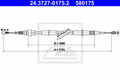 Трос ручника (задній) Audi A3/Skoda Octavia/VW Golf 96-10 (1723/1090mm) ATE 24.3727-0175.2