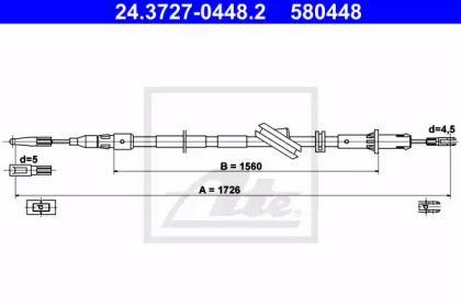 Трос ручника (задній) (R) MB E-class (W211) 02-09 (1726mm) ATE 24.3727-0448.2