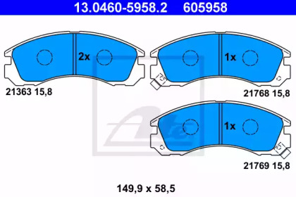 Комплект гальмівних колодок с 4 шт. дисків ATE 13.0460-5958.2