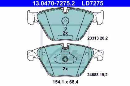 Колодки гальмівні (передні) BMW 5 (F10/F11) 10-17 ATE Ceramic 13.0470-7275.2